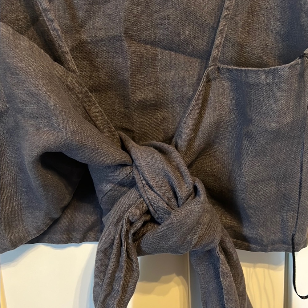 Zara Tie-Back Linen Crop Top - Picture 3 of 5